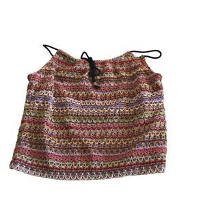Jalete Top Multicolor Zigzag Print Sleeveless Adjustable Juniors Size Large 90s